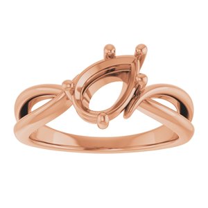 18K Rose Gold 9x6 mm Pear Ring Mounting – image 6