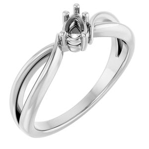 10K White Gold 5x3 mm Pear Ring Mounting – image 2