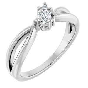 10K White Gold 5x3 mm Pear Ring Mounting