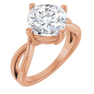 10K Rose Gold 9x9 mm Cushion Ring Mounting