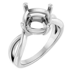 Sterling Silver 9x9 mm Cushion Ring Mounting – image 2