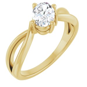 14K Yellow Gold 7x5 mm Oval Ring Mounting