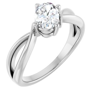 18K White Gold 7x5 mm Oval Ring Mounting