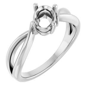 14K White Gold 7x5 mm Oval Ring Mounting – image 2