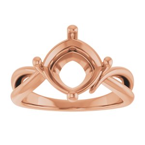 10K Rose Gold 9x9 mm Cushion Ring Mounting – image 6