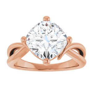 18K Rose Gold 9x9 mm Cushion Ring Mounting – image 5