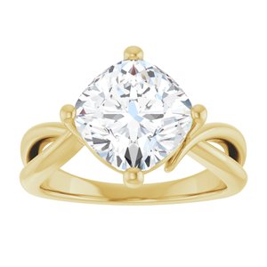 14K Yellow Gold 9x9 mm Cushion Ring Mounting – image 5