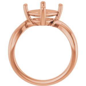 10K Rose Gold 9x9 mm Cushion Ring Mounting – image 4