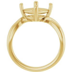 10K Yellow Gold 9x9 mm Cushion Ring Mounting – image 4