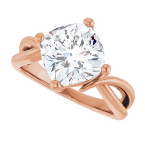 10K Rose Gold 9x9 mm Cushion Ring Mounting – image 8