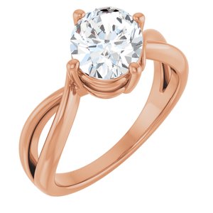 18K Rose Gold 9x7 mm Oval Ring Mounting