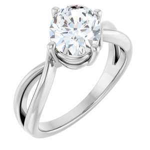 Platinum 9x7 mm Oval Ring Mounting