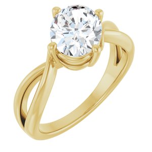 18K Yellow Gold 9x7 mm Oval Ring Mounting