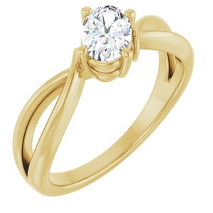 18K Yellow Gold 6.5x4.5 mm Oval Ring Mounting