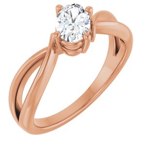 18K Rose Gold 6.5x4.5 mm Oval Ring Mounting