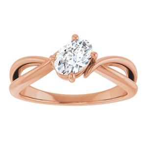 18K Rose Gold 6.5x4.5 mm Oval Ring Mounting – image 5