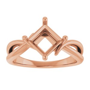 14K Rose Gold 6.5x6.5 mm Square Ring Mounting – image 6