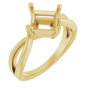 10K Yellow Gold 6.5x6.5 mm Square Ring Mounting – image 2