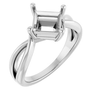 14K White Gold 6.5x6.5 mm Square Ring Mounting – image 2