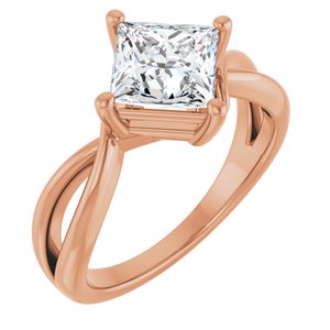 14K Rose Gold 6.5x6.5 mm Square Ring Mounting