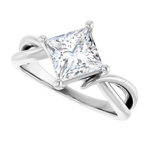18K White Gold 6.5x6.5 mm Square Ring Mounting – image 8