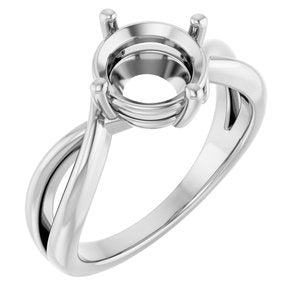 14K X1 White Gold 8.2 mm Round Ring Mounting – image 2