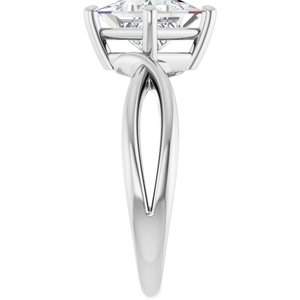 14K White Gold 6.5x6.5 mm Square Ring Mounting – image 7