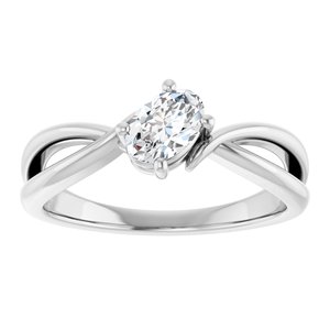 18K White Gold 6x4 mm Oval Ring Mounting – image 5