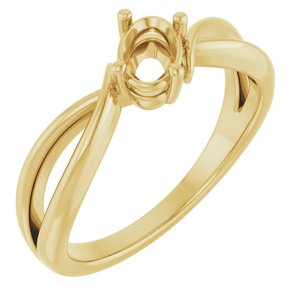 14K Yellow Gold 6x4 mm Oval Ring Mounting – image 2