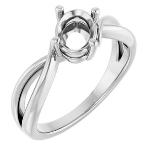 14K X1 White Gold 7.5x5.5 mm Oval Ring Mounting – image 2