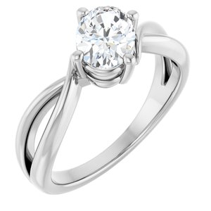18K White Gold 7.5x5.5 mm Oval Ring Mounting