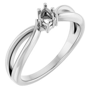 14K White Gold 5x3 mm Marquise Ring Mounting – image 2