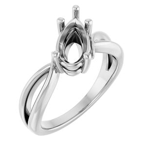 14K White Gold 10.5x5.5 mm Pear Ring Mounting – image 2