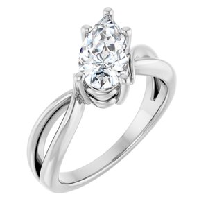 14K White Gold 10.5x5.5 mm Pear Ring Mounting