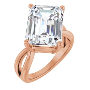 10K Rose Gold 14x10 mm Emerald Ring Mounting