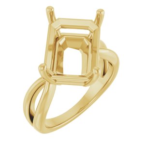 14K Yellow Gold 14x10 mm Emerald Ring Mounting – image 2