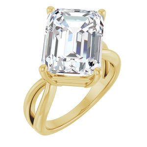 18K Yellow Gold 14x10 mm Emerald Ring Mounting