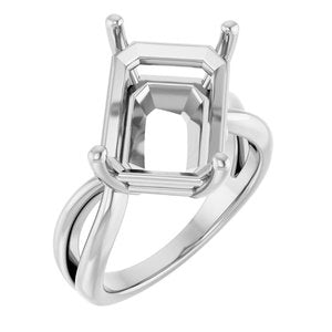 18K White Gold 14x10 mm Emerald Ring Mounting – image 2