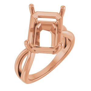 10K Rose Gold 14x10 mm Emerald Ring Mounting – image 2