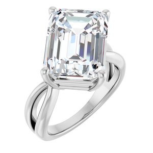 14K White Gold 14x10 mm Emerald Ring Mounting