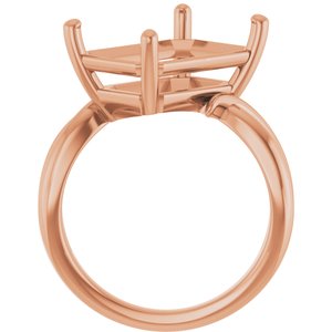18K Rose Gold 14x10 mm Emerald Ring Mounting – image 4