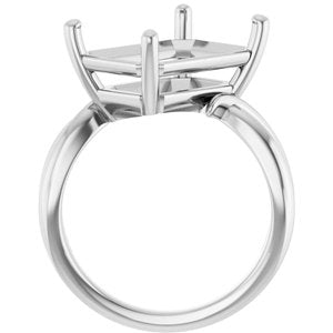 14K White Gold 14x10 mm Emerald Ring Mounting – image 4
