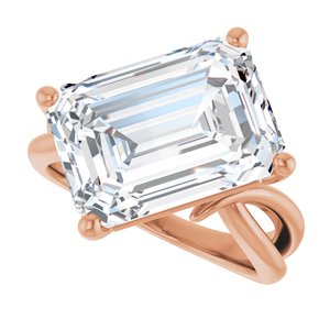 10K Rose Gold 14x10 mm Emerald Ring Mounting – image 8