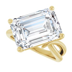 18K Yellow Gold 14x10 mm Emerald Ring Mounting – image 8