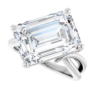 18K White Gold 14x10 mm Emerald Ring Mounting – image 8