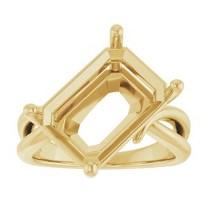 18K Yellow Gold 14x10 mm Emerald Ring Mounting – image 6