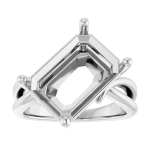 Platinum 14x10 mm Emerald Ring Mounting – image 6