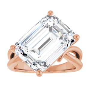 14K Rose Gold 14x10 mm Emerald Ring Mounting – image 5