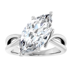 14K X1 White Gold 16x8 mm Marquise Ring Mounting – image 5