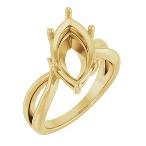 18K Yellow Gold 16x8 mm Marquise Ring Mounting – image 2